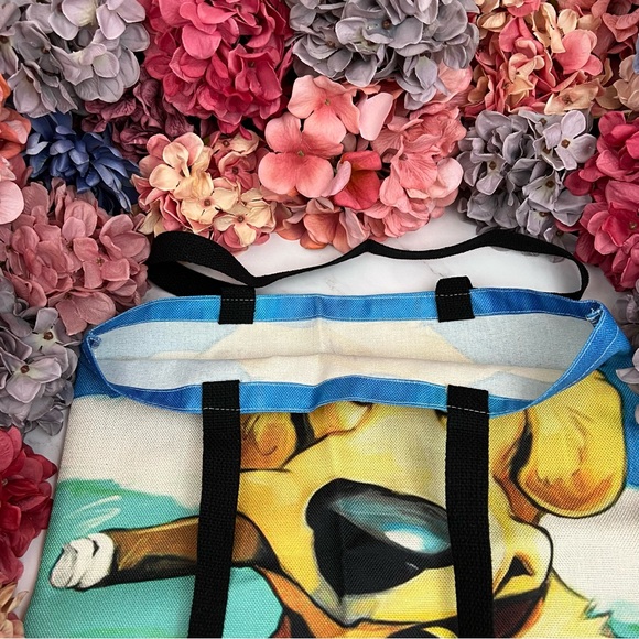 Eco-Friendly Goofy Golden Retriever Dog Folding Tote Bag - Picture 12 of 15